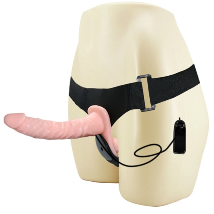 Strap-on Dublu Cu Vibratii Ultra Passionate, Natural, 17.5 Cm 4