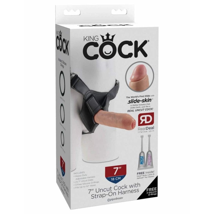 Ham Strap-on Cu Dildo King Cock Necircumcis, Natural, 17.8 Cm 2