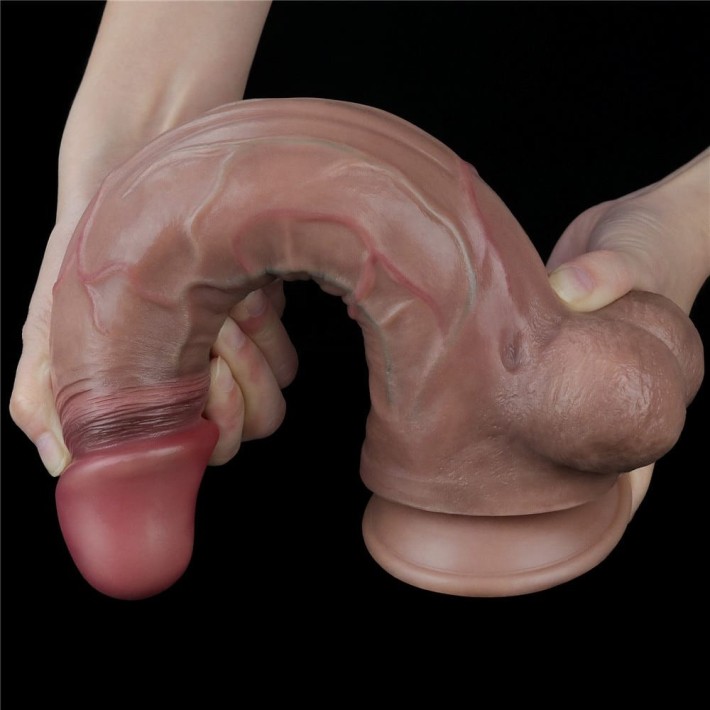 Dildo Clasic Din Silicon Dublu-stratificat Platinum, Brun, 29 Cm 2