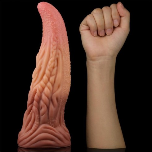 silicone, Dildo Clasic Dual-layered Platinum Silicone Tongue, Multicolor, 25 Cm, pasiune.ro