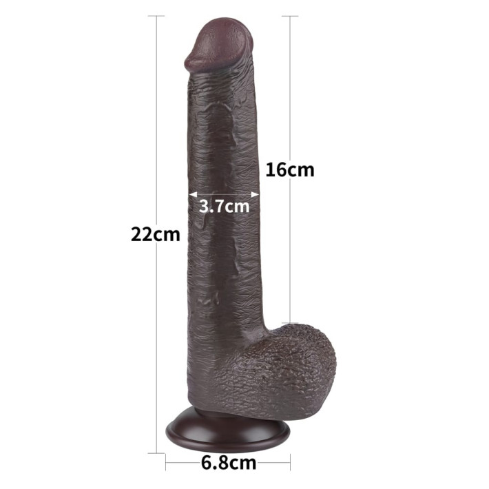 Dildo Realistic Sliding Skin Dual Layer, Brun Inchis, 22.5 Cm 5