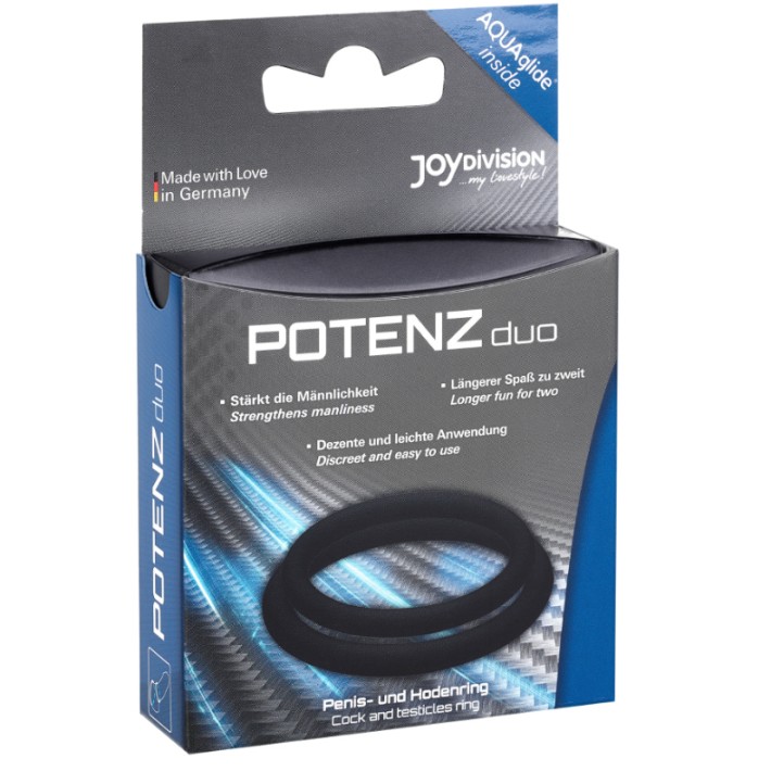 Set 2 Inele Penis Potenzduo M, Negru 3