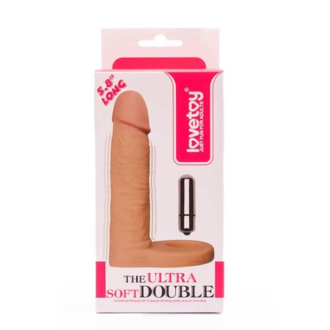 Lovetoy, Strap-on Anal Cu Vibratii The Ultra Soft Double, Natural, 14.5 Cm, pasiune.ro