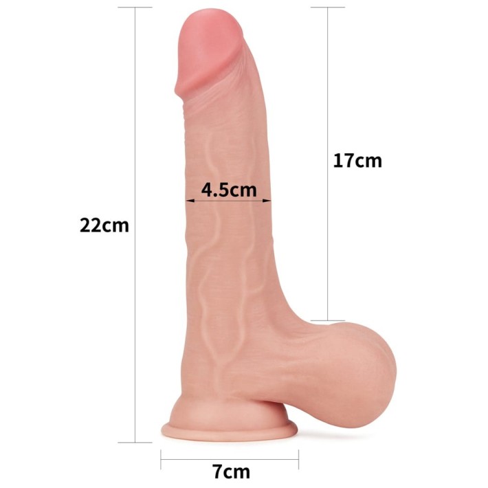 Dildo Realistic Sliding Skin Dual Layer Dong - Whole Testicle, Natural, 22 Cm 16
