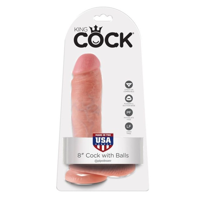 Dildo Realistic Cu Testicule King Cock, Natural, 20 Cm 4