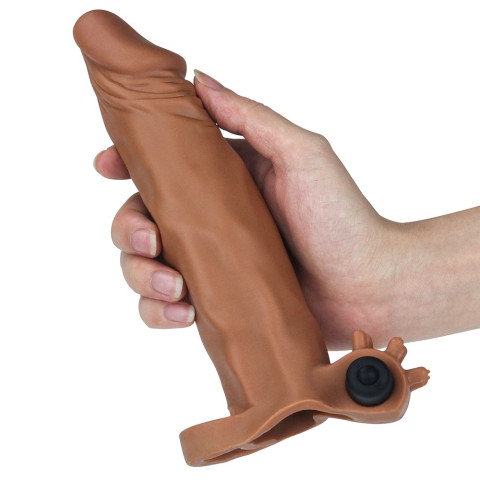 Jucarii Pentru Cupluri, Manson / Prelungitor Cu Vibratii Pentru Penis Pleasure X-tender #3, Brun, +5 Cm, pasiune.ro