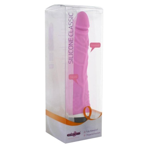 silicone, Vibrator Realistic Silicone Classic, Roz, 21 Cm, pasiune.ro