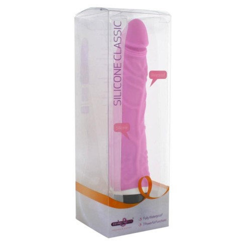 silicone, Vibrator Realistic Silicone Classic, Roz, 21 Cm, pasiune.ro