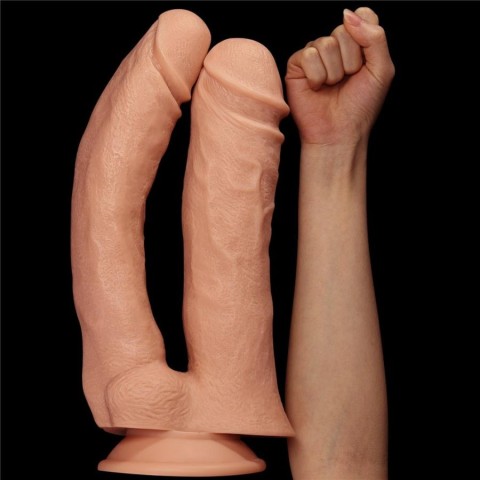 Dildouri Duble, Dildo Xxl Dublu Realistic Mega Double, Natural, 30.4 Cm, pasiune.ro
