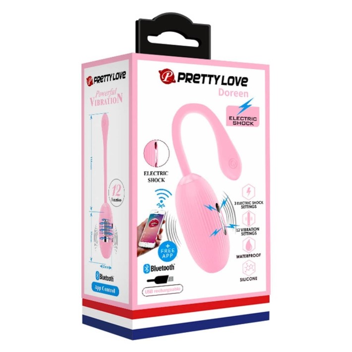 Ou Vibrator Doreen Electro Fun + App, Roz Pudrat, 19 Cm 4