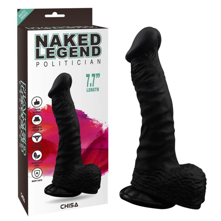 Dildo Realistic Naked Legend Politician, Negru, 19.5 Cm 5
