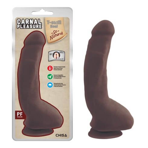 pleasure, Dildo Clasic Cu Ventuza Carnal Pleasure, Brun, 23.5 Cm, pasiune.ro