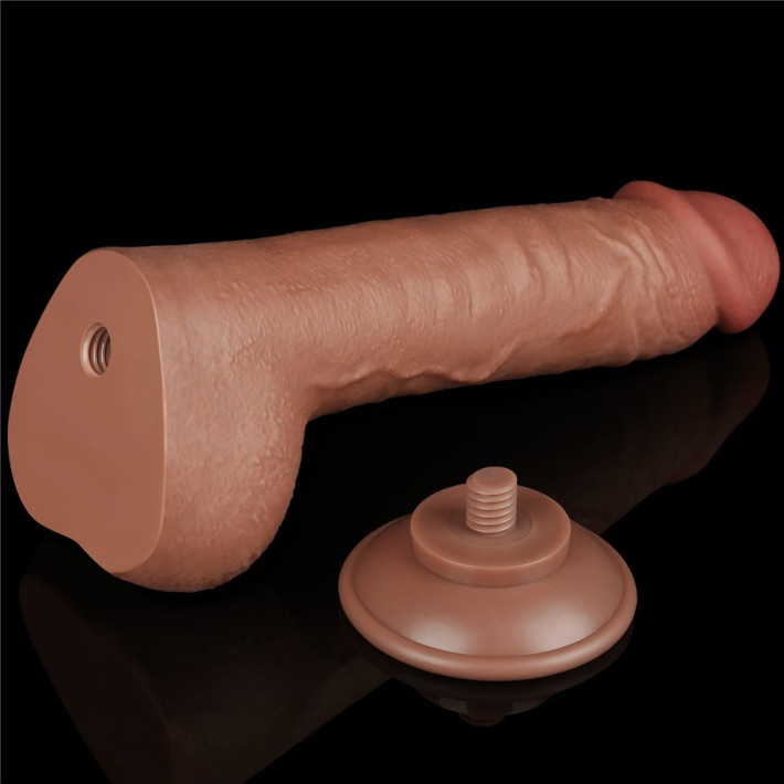 Dildo Realistic Sliding Skin Dual Layer, Brun Deschis, 24 Cm 3