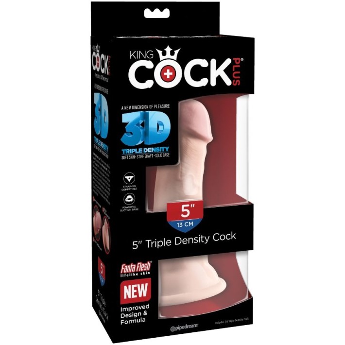 Dildo Clasic Cu Ventuza King Cock Triple Density, Natural, 12.5 Cm 6