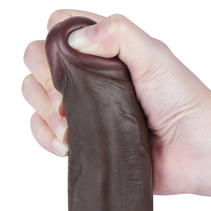 Dildo Realistic Sliding Skin Dual Layer Ii, Brun Inchis, 21.5 Cm 10