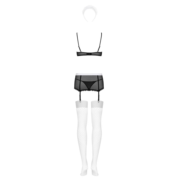 Costum Menajera Sexy, Negru Cu Alb, S/m 8