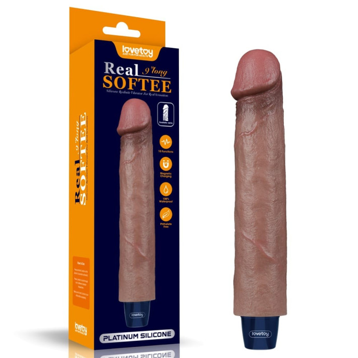 Vibrator Reincarcabil Real Softee, Brun Deschis, 22.5 Cm 12