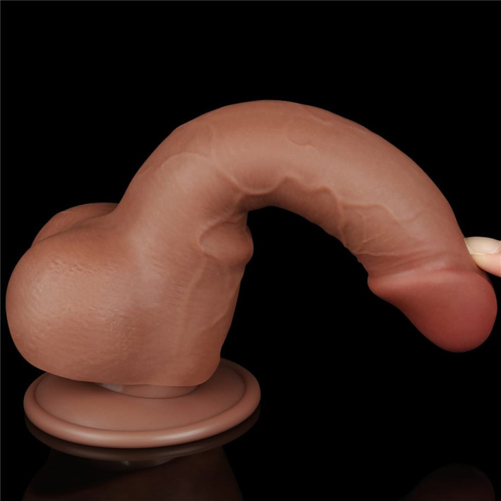 Dildo Realistic Sliding Skin Dual Layer Ii, Brun Deschis, 19 Cm 11