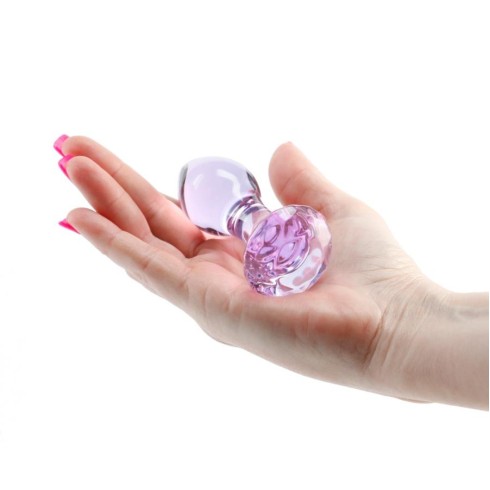 dop, Dop Anal Din Sticla Crystal Gem, Lila, 9 Cm, pasiune.ro