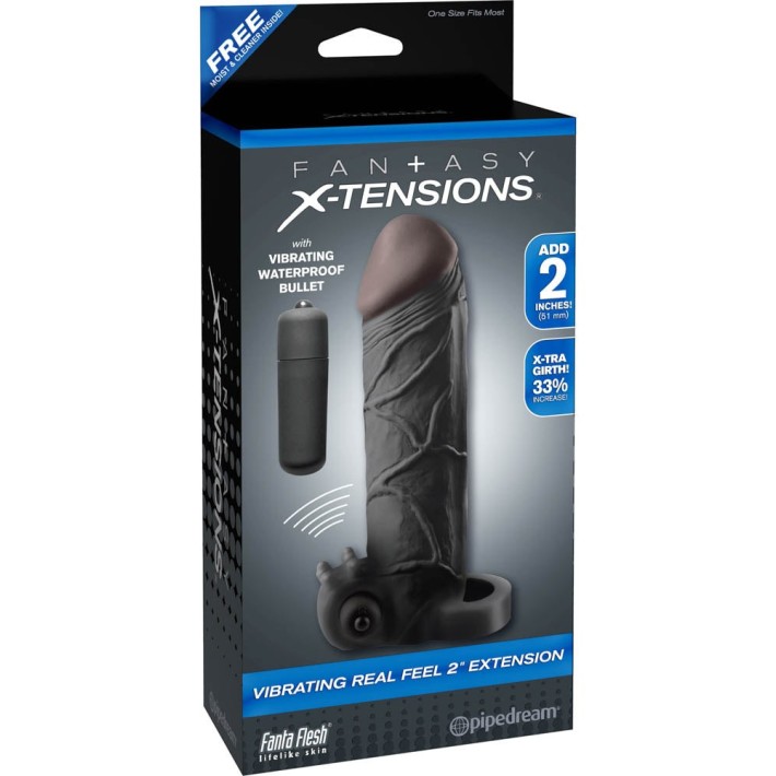 Extensie/manson Penis Cu Vibratii Real Feel, Negru, +5 Cm 4