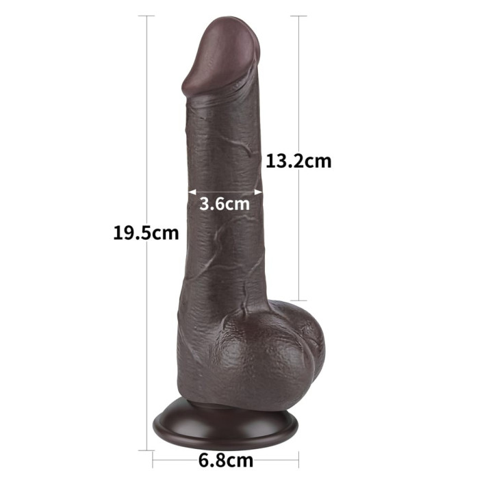 Dildo Realistic Sliding Skin Dual Layer Ii, Brun Inchis, 19 Cm 5