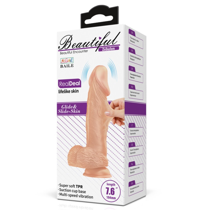 Vibrator Realistic Beautiful Zebulon, Natural, 19 Cm 10