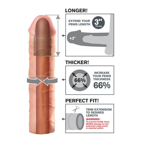 Pipedream - Fantasy XTensions, Extensie/manson Penis Mega 3 Extension, Natural, +7.5 Cm, pasiune.ro
