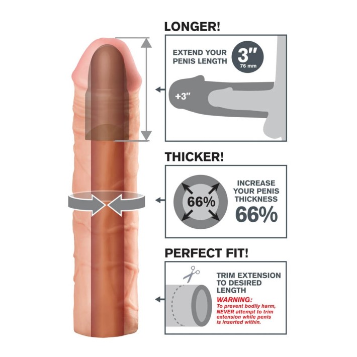 Extensie/manson Penis Mega 3 Extension, Natural, +7.5 Cm 2
