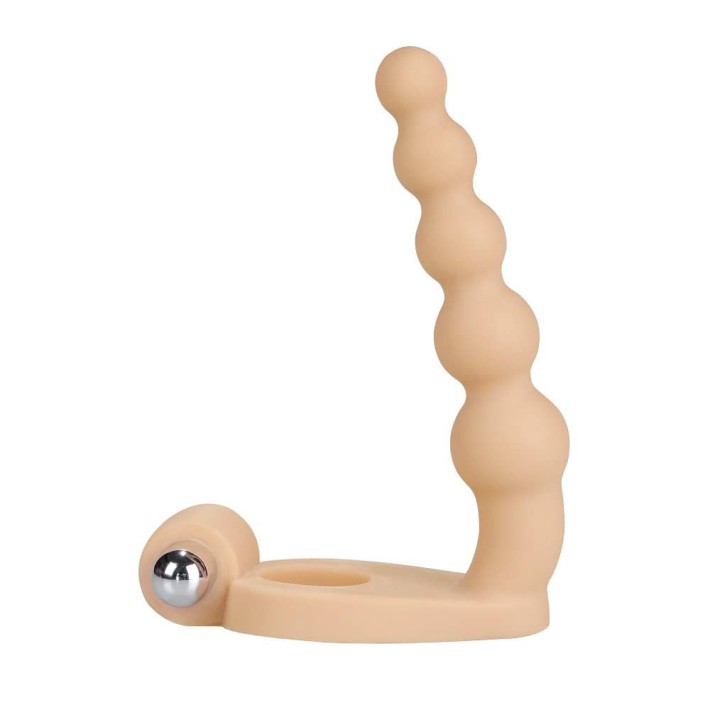 Dildo Anal Cu Vibratii The Ultra Soft Bead, Bej, 16.5 Cm 7