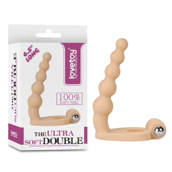 Dildo Anal Cu Vibratii The Ultra Soft Bead, Bej, 16.5 Cm 2