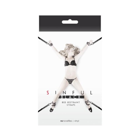 NS Toys, Kit Imobilizare Erotica Sinful Black Bed Restraint Straps, pasiune.ro