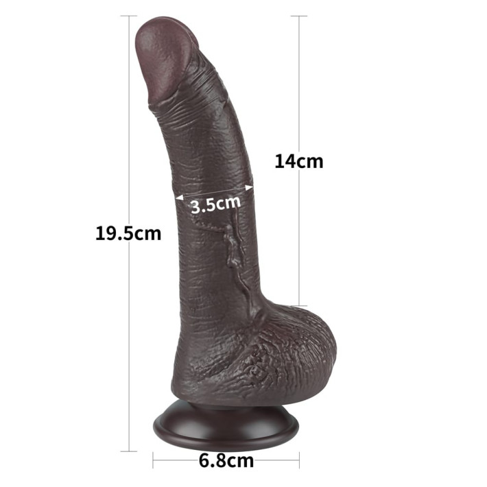 Dildo Realistic Sliding Skin Dual Layer I, Brun Inchis, 19 Cm 5