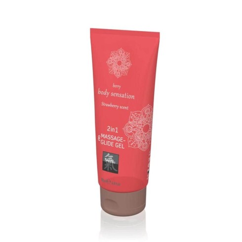 gel, Lubrifiant + Gel Pentru Masaj, Aroma Capsuni, 200 Ml, pasiune.ro