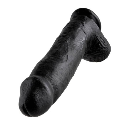 realistic, Dildo Realistic Cu Testicule King Cock, Negru, 30 Cm, pasiune.ro