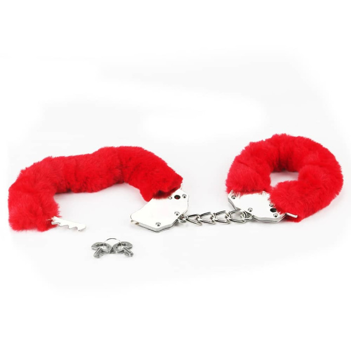 Fetish Pleasure Fluffy Hand Cuffs Red 4