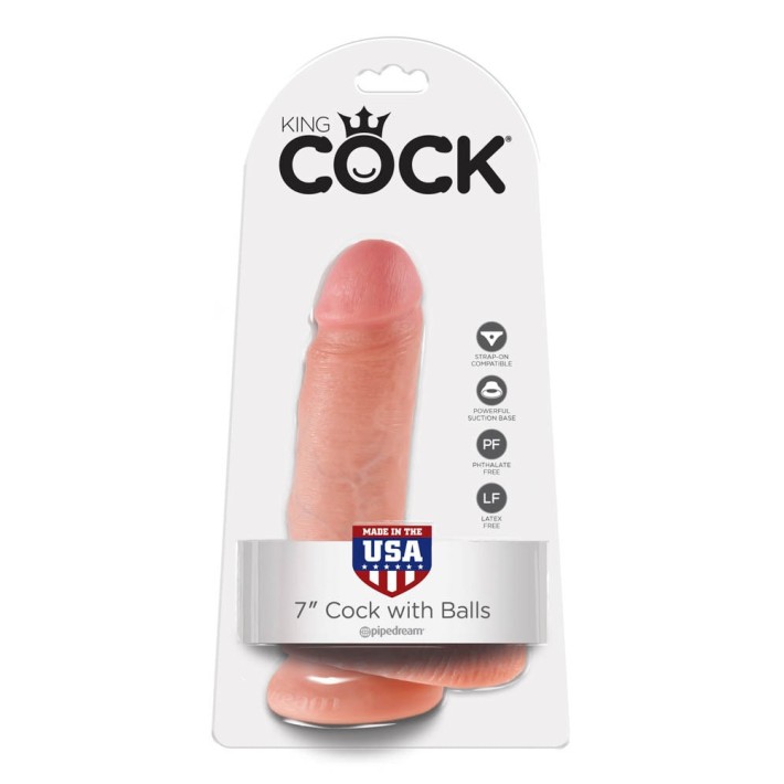 Dildo Realistic Cu Testicule King Cock, Natural, 17.8 Cm 9