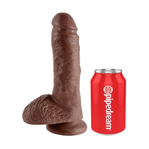 Pipedream - King Cock, Dildo Realistic Cu Testicule King Cock, Brun, 20 Cm, pasiune.ro