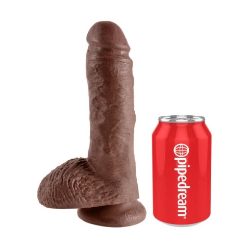 realistic, Dildo Realistic Cu Testicule King Cock, Brun, 20 Cm, pasiune.ro