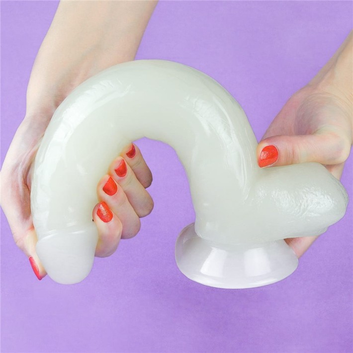 Dildo Clasic Fosforescent Lumino Play, Alb, 25 Cm 10