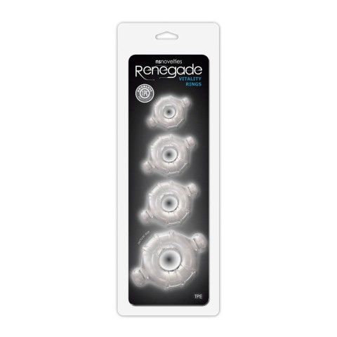 NS Toys, Set 4 Inele Penis Renegade Vitality Rings, Transparent, pasiune.ro