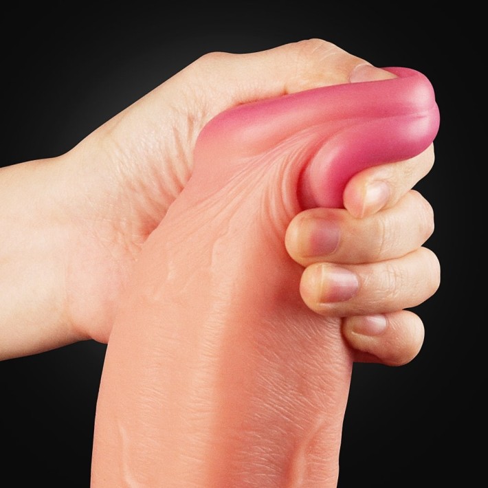 Dildo Clasic Din Silicon Dublu-stratificat Platinum, Natural, 30 Cm 8