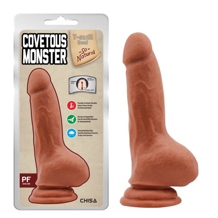 Dildo Clasic Cu Ventuza Covetous Monster, Bronz, 20 Cm 4
