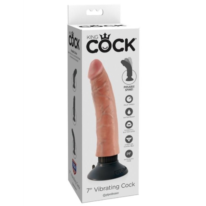 Vibrator Realistic Cu Ventuza King Cock, Natural, 21.5 Cm 7