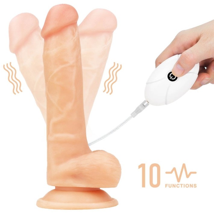 Set Ham Strap-on Si Dildo Cu Vibratii Easy Strapon, Natural, 20 Cm 4