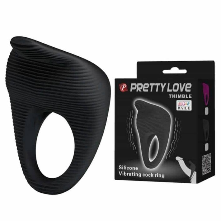Inel Penis Cu Stimulator Clitoridian Si Vibratii Thimble, Negru 4