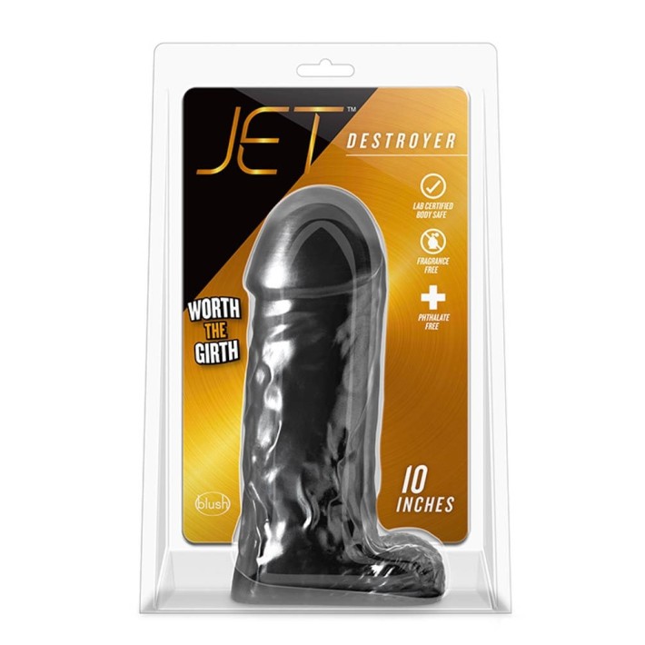 Dildo Clasic Jet Destroyer Carbon, Negru Metalic, 25 Cm 2