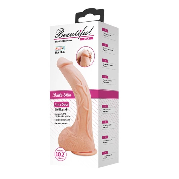 Dildo Clasic Cu Ventuza Beautiful Jack, Natural, 26 Cm 4