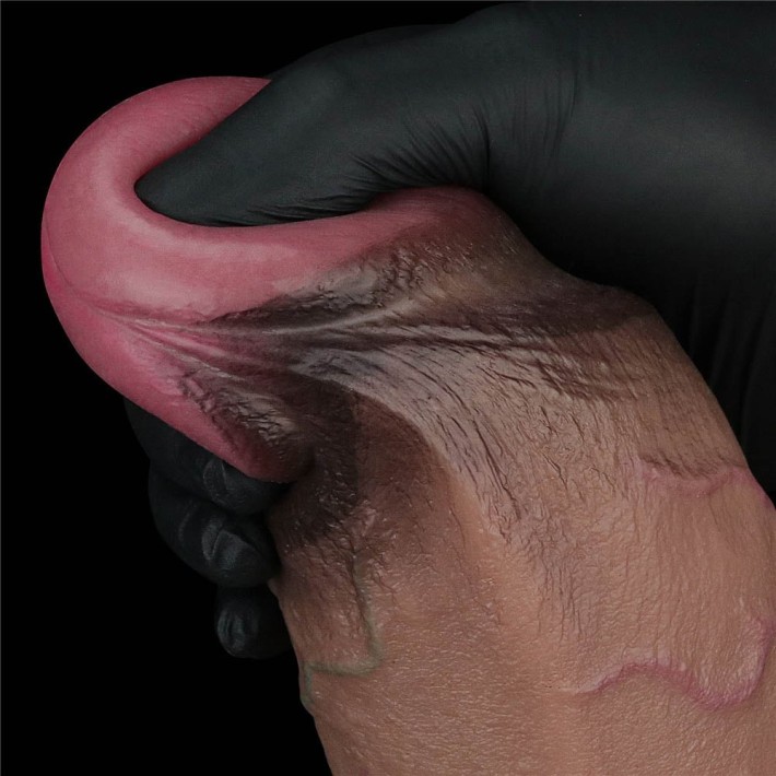 Dildo Realistic Dual Layered Silicone Cock Xxl, Brun, 24.5 Cm 4