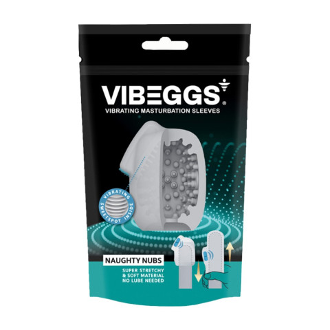 VIBEGGS, Vibeggs - Naughty Nubs - Vibrating Masturbation Sleeve - White, pasiune.ro