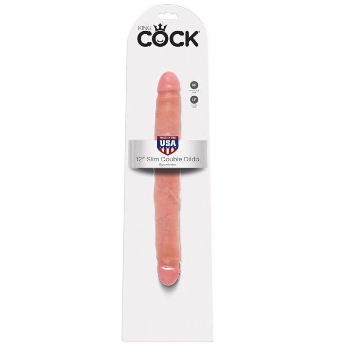 Dildo Dublu King Cock Slim, Natural, 30 Cm 3